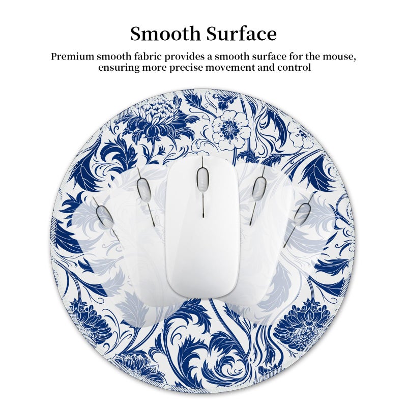Hancynir Floral Flower Mouse Pad for Desk, Small Cute Mousepad with Non-Slip Base, Round Mouse Pads for Wireless Mouse Laptop Gaming, Computer Mouse Mat for Office Decor Desk Accessories Supplies - Image 4